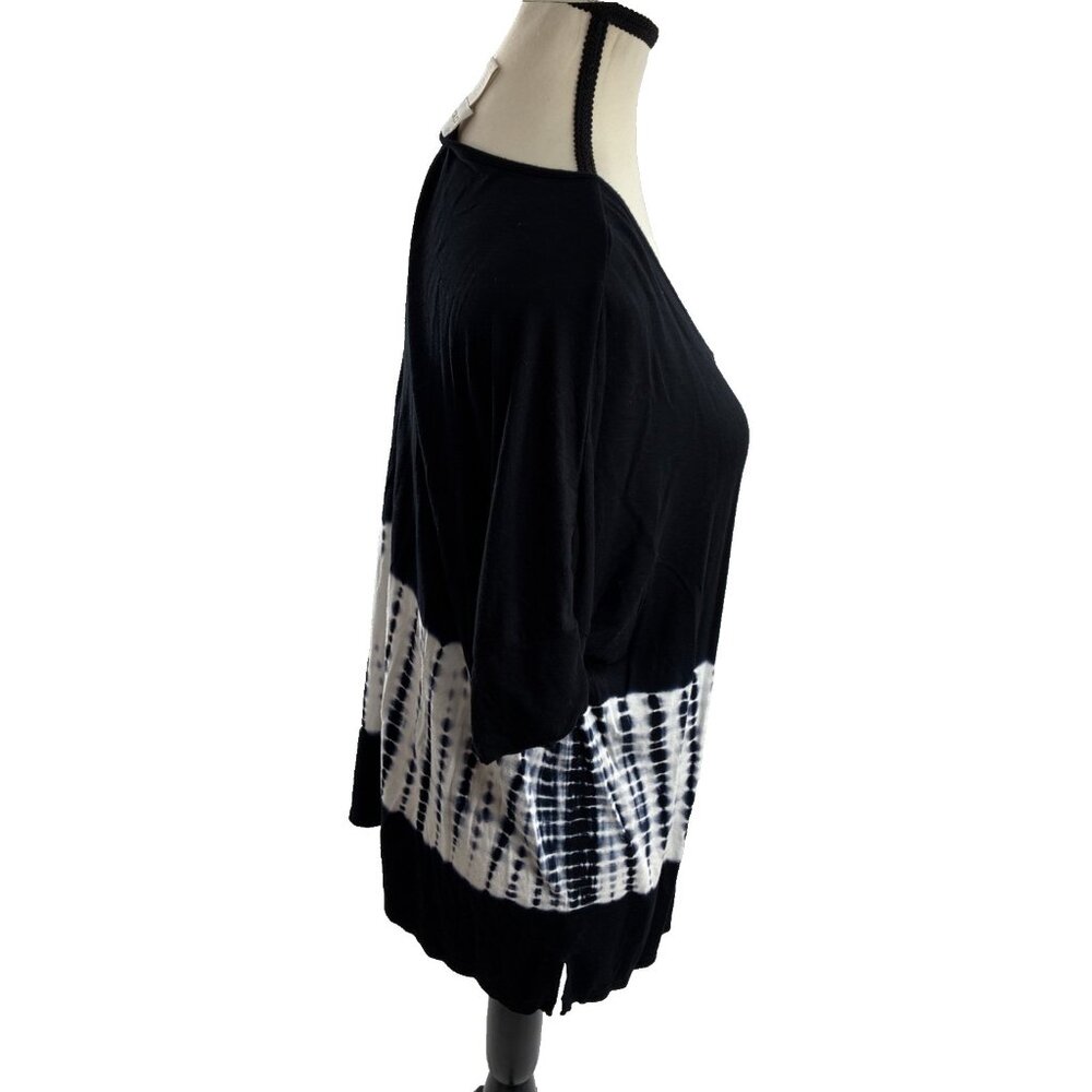 Chicos Womens Top Tie Dye Colorblock V Neck Short Sleeve Size L - Picture 4 of 9